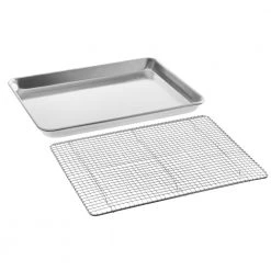 Baker's Mark Half Size 19 Gauge 13" X 18" Wire In Rim Aluminum Sheet Pan With Half Size 12" X 16" Footed Cooling Rack Baking & Cooking Sheets