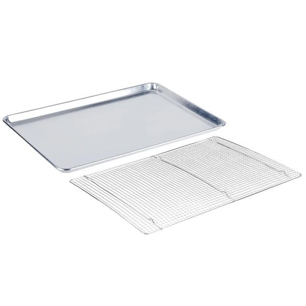 Baker's Mark Full Size 19 Gauge 18" X 26" Wire In Rim Aluminum Sheet Pan With Footed Cooling Rack Baking & Cooking Sheets 1 Baker's Mark Full Size 19 Gauge 18" X 26" Wire In Rim Aluminum Sheet Pan With Footed Cooling Rack Baking & Cooking Sheets