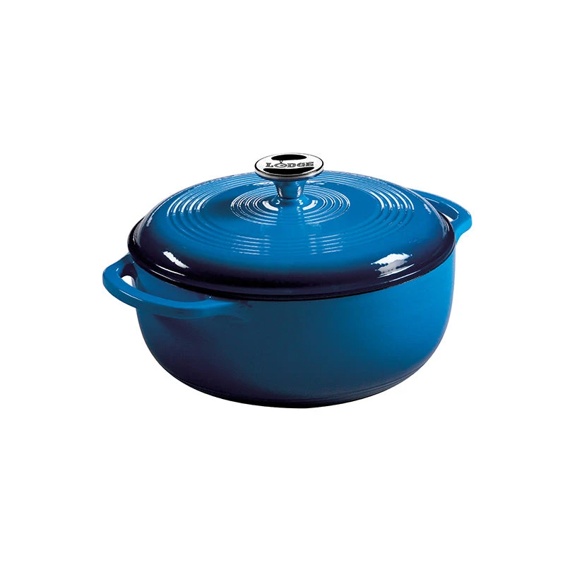 Lodge Cast Iron Lodge 4.5 Quart Enameled Dutch Oven, Blue 1 Lodge Cast Iron Lodge 4.5 Quart Enameled Dutch Oven, Blue