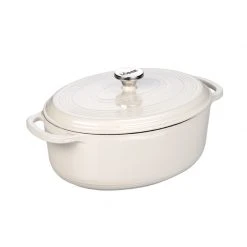 Lodge Cast Iron Dutch Ovens Lodge 7 Quart Enameled Oval Dutch Oven, Oyster White
