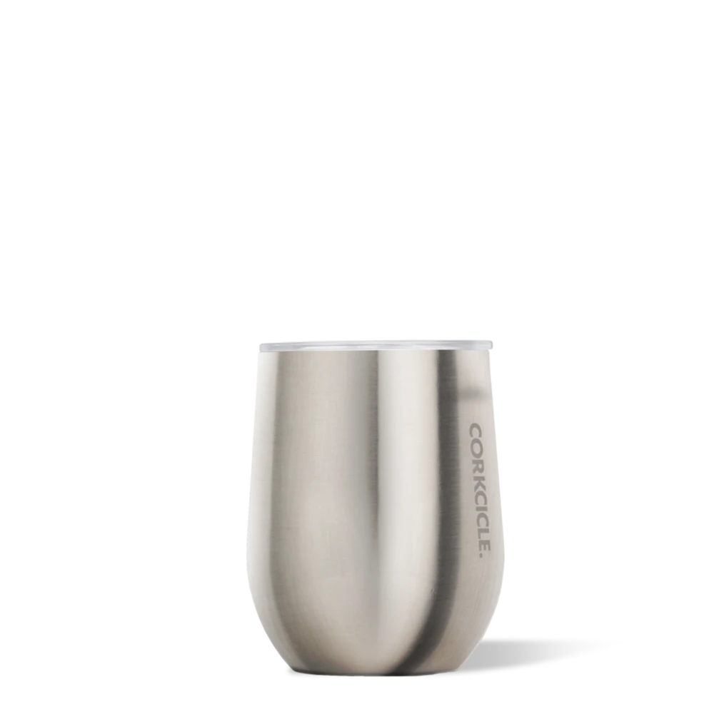 Corkcicle. Corkcicle Brushed Steel Metallic Stemless 12oz Wine Cup Tumblers 1 Corkcicle. Corkcicle Brushed Steel Metallic Stemless 12oz Wine Cup Tumblers