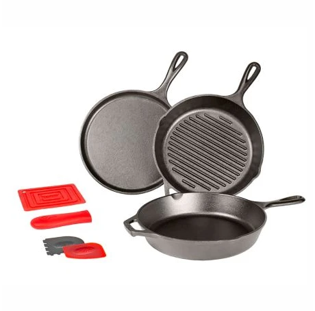 Lodge Cast Iron Frying Pans & Skillets Lodge Essentials 6-Piece Cast Iron Pan Set Lodge Cast Iron Frying Pans & Skillets Lodge Essentials 6-Piece Cast Iron Pan Set