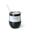 Swig Life Black 12oz Stemless Wine Cup Tumblers